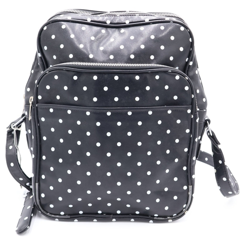 COMME des GARCONS(コムデギャルソン) ドット 総柄 フェイクレザー ショルダーバッグ ブラック レディース