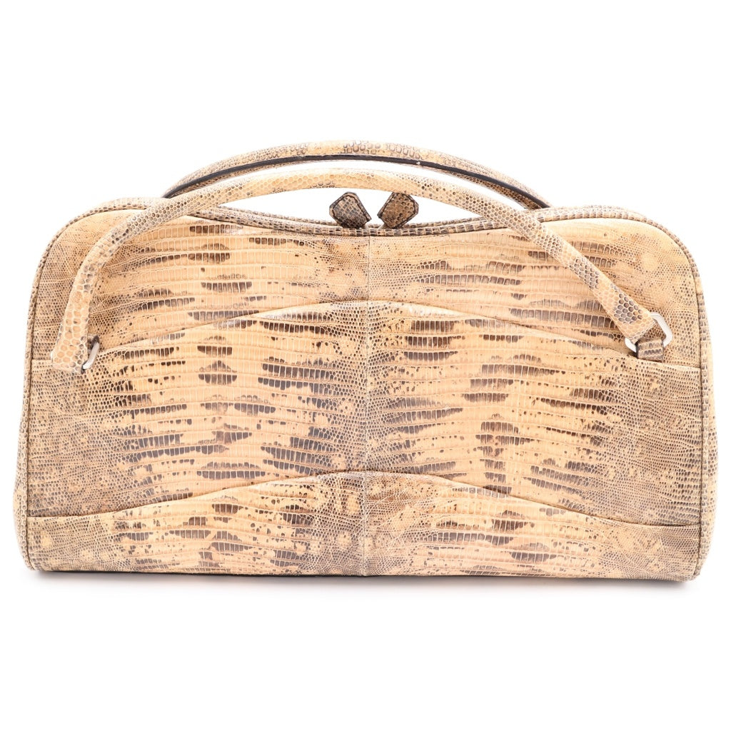 PRADA(プラダ) Lucertola Frame Bag がま口 レザー ハンドバッグ ベージュ レディース