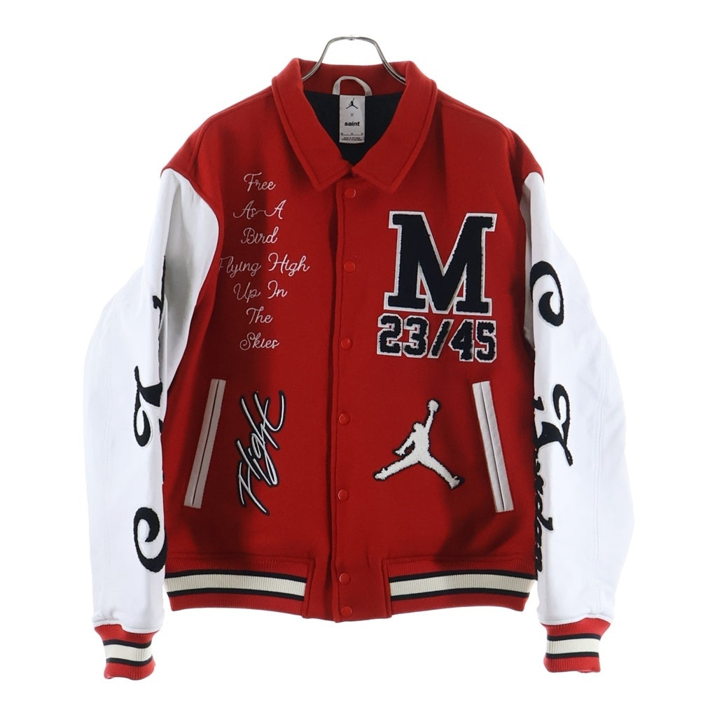 SAINT MICHAEL(セントマイケル) ×NIKE JORDAN M J SM VARSITY JACKET ナイキ ジョーダン バーシティジャケット スタジャン ブルゾン レッド FV4726-657