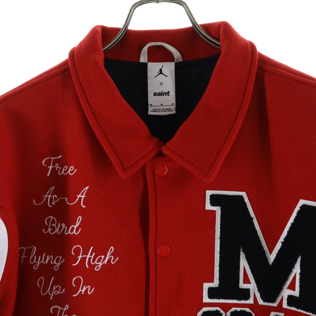 SAINT MICHAEL(セントマイケル) ×NIKE JORDAN M J SM VARSITY JACKET ナイキ ジョーダン バーシティジャケット スタジャン ブルゾン レッド FV4726-657
