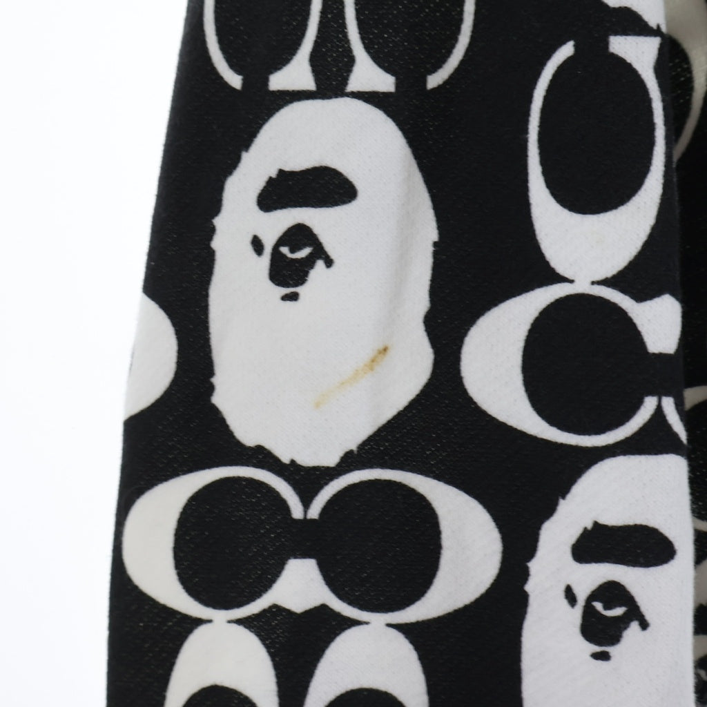 COACH(コーチ) 21AW ×A BATHING APE PULLOVER HOODIE アベイシングエイプ 総柄 フーデッド スウェットシャツ プルオーバー ブラック/ホワイト