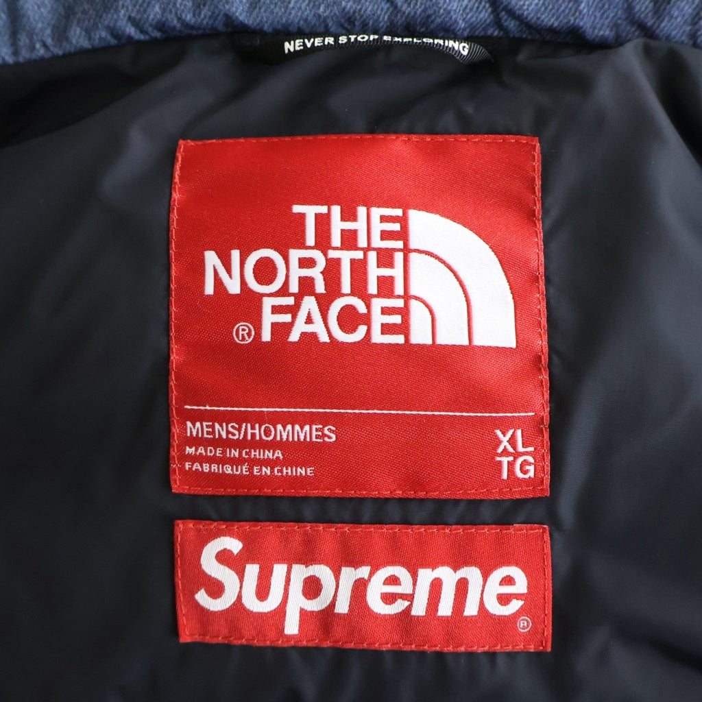 SUPREME(シュプリーム) ×THE NORTH FACE BLEACHED DENIM NUPTSE JAKET INDIGO ザノースフェイス ブリーチド デニム プリント ヌプシ ジャケット インディゴ