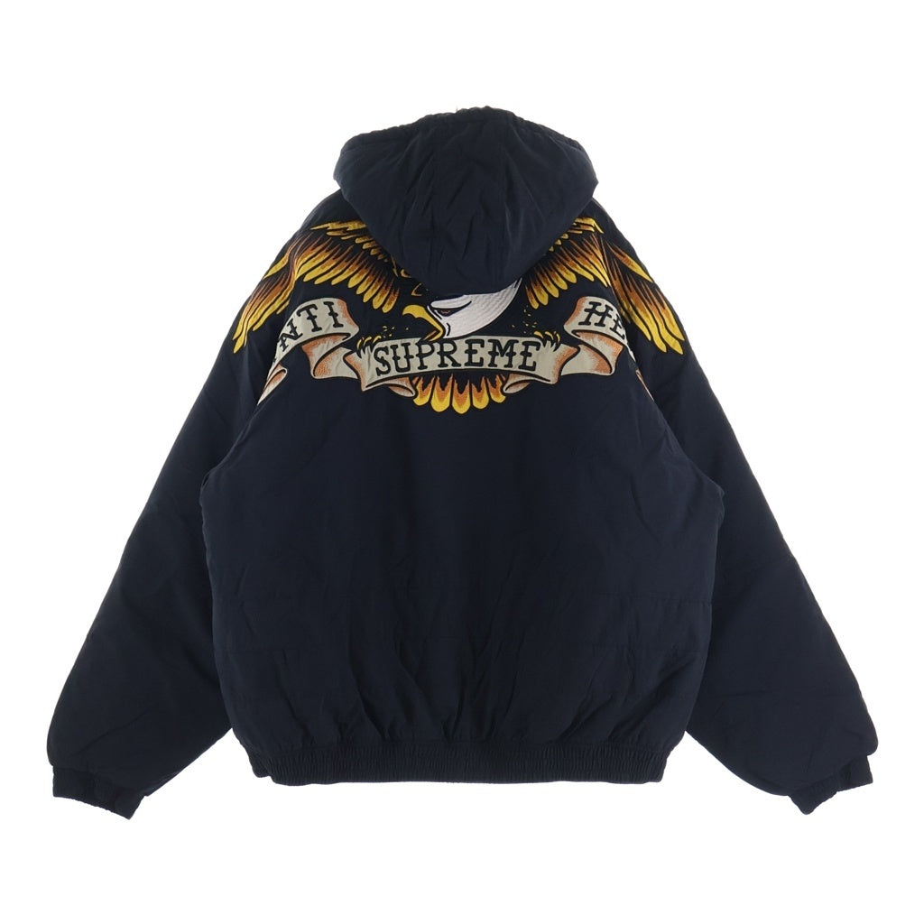 SUPREME(シュプリーム) ×ANTIHERO STADIUM JACKET BLACK スタジアム ロゴ刺繍 フーデッド ジャケット ブラック