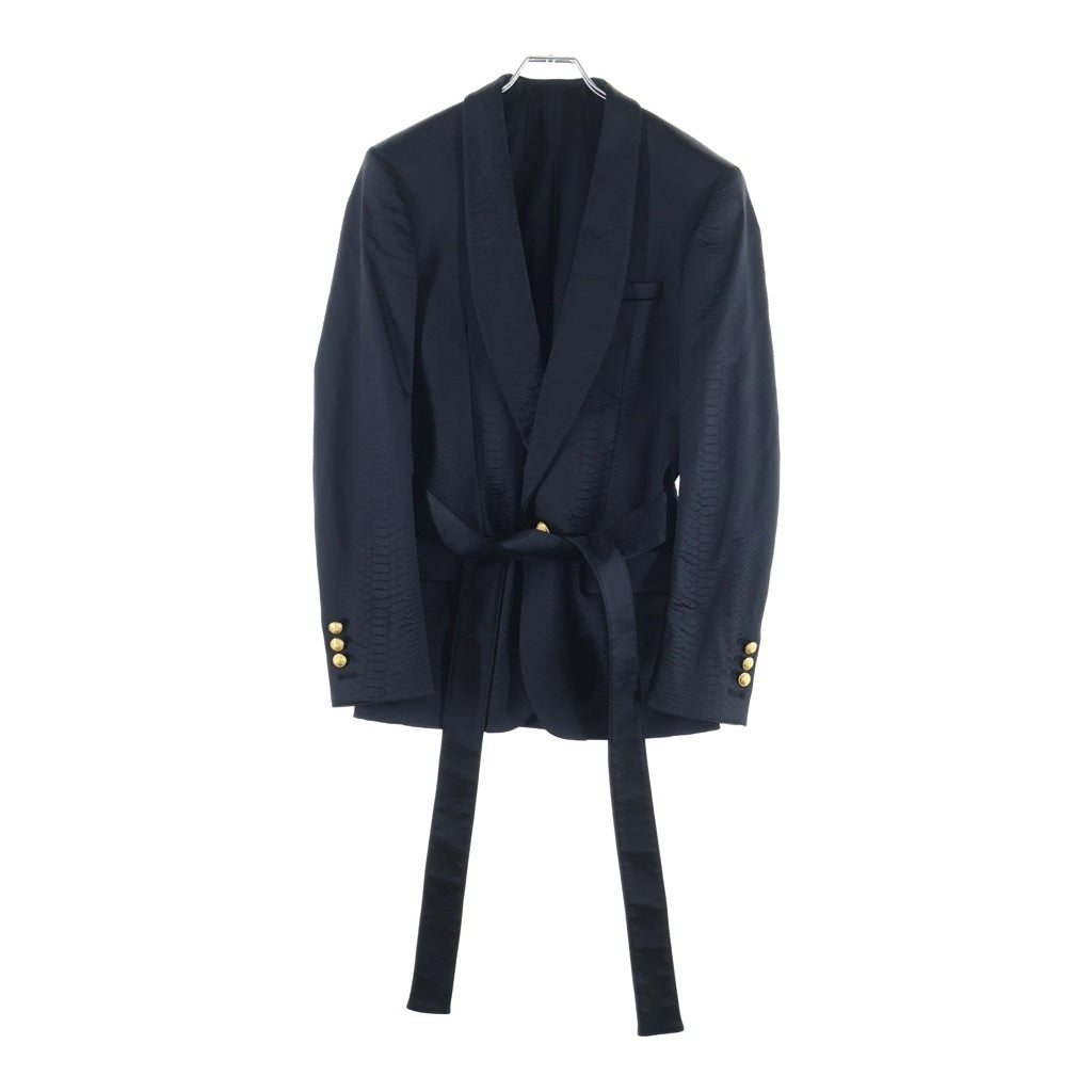 BALMAIN(バルマン) パイソン型押し 金ボタン 1B ショールカラー テーラードジャケット ネイビー W7H7050T176