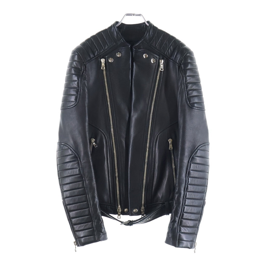 BALMAIN(バルマン) 13AW ラムスキン レザー バイカー ライダースジャケット ブラック T264 C253