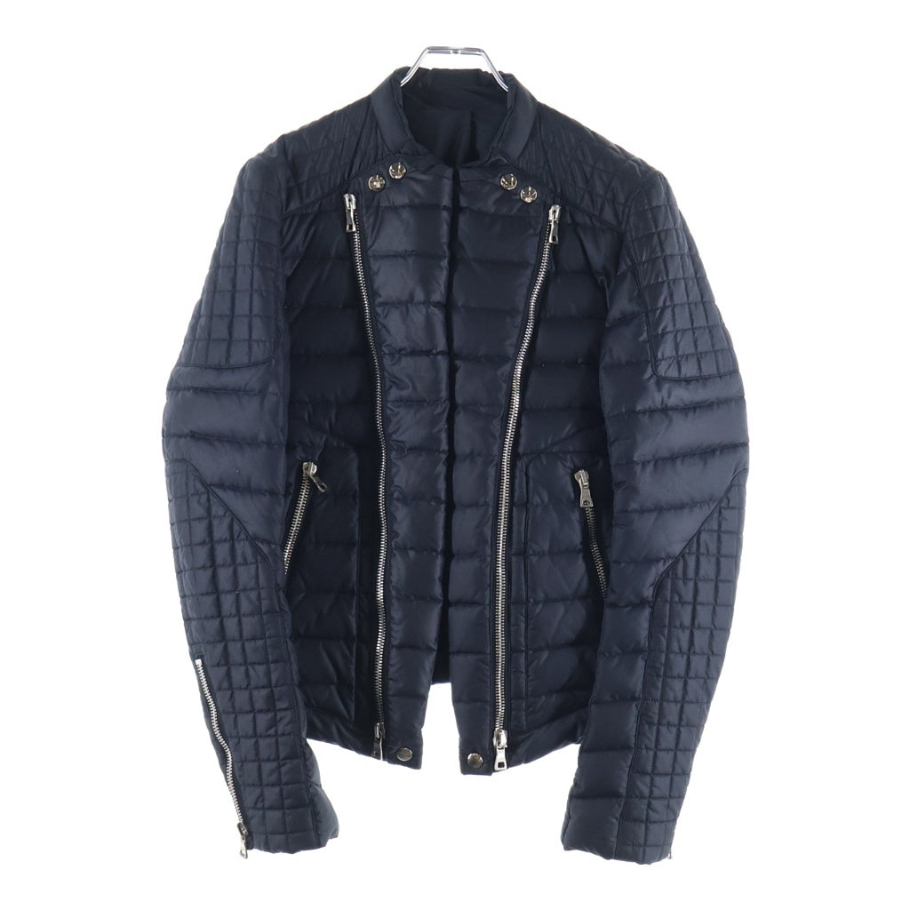 BALMAIN(バルマン) 12AW Biker Down Jacket ナイロン バイカー キルティング ダブルライダース ダウンジャケット ネイビー