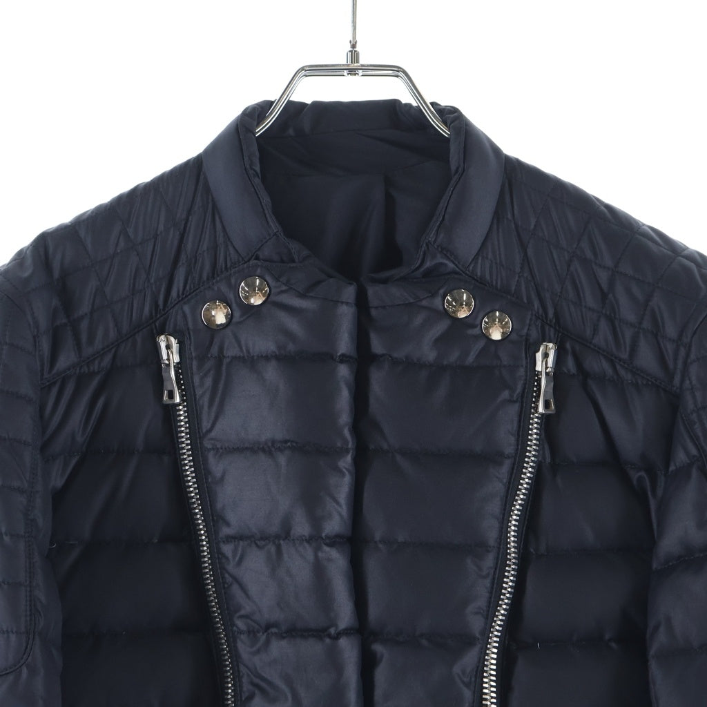 BALMAIN(バルマン) 12AW Biker Down Jacket ナイロン バイカー キルティング ダブルライダース ダウンジャケット ネイビー