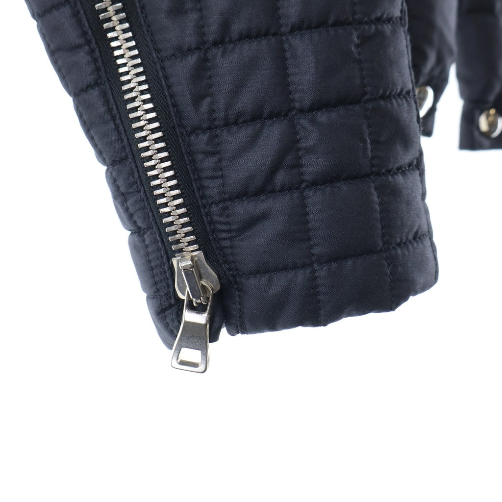 BALMAIN(バルマン) 12AW Biker Down Jacket ナイロン バイカー キルティング ダブルライダース ダウンジャケット ネイビー