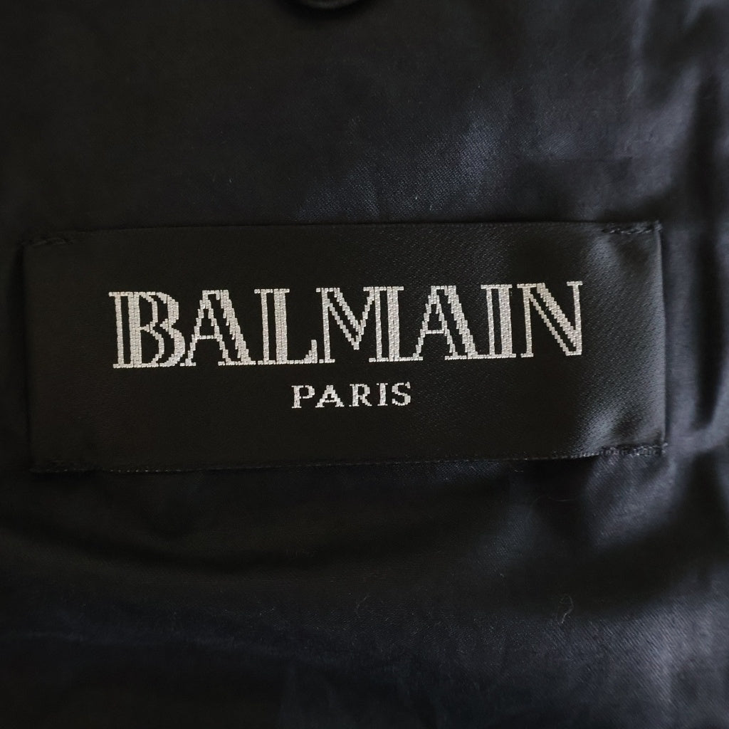 BALMAIN(バルマン) 12AW Biker Down Jacket ナイロン バイカー キルティング ダブルライダース ダウンジャケット ネイビー