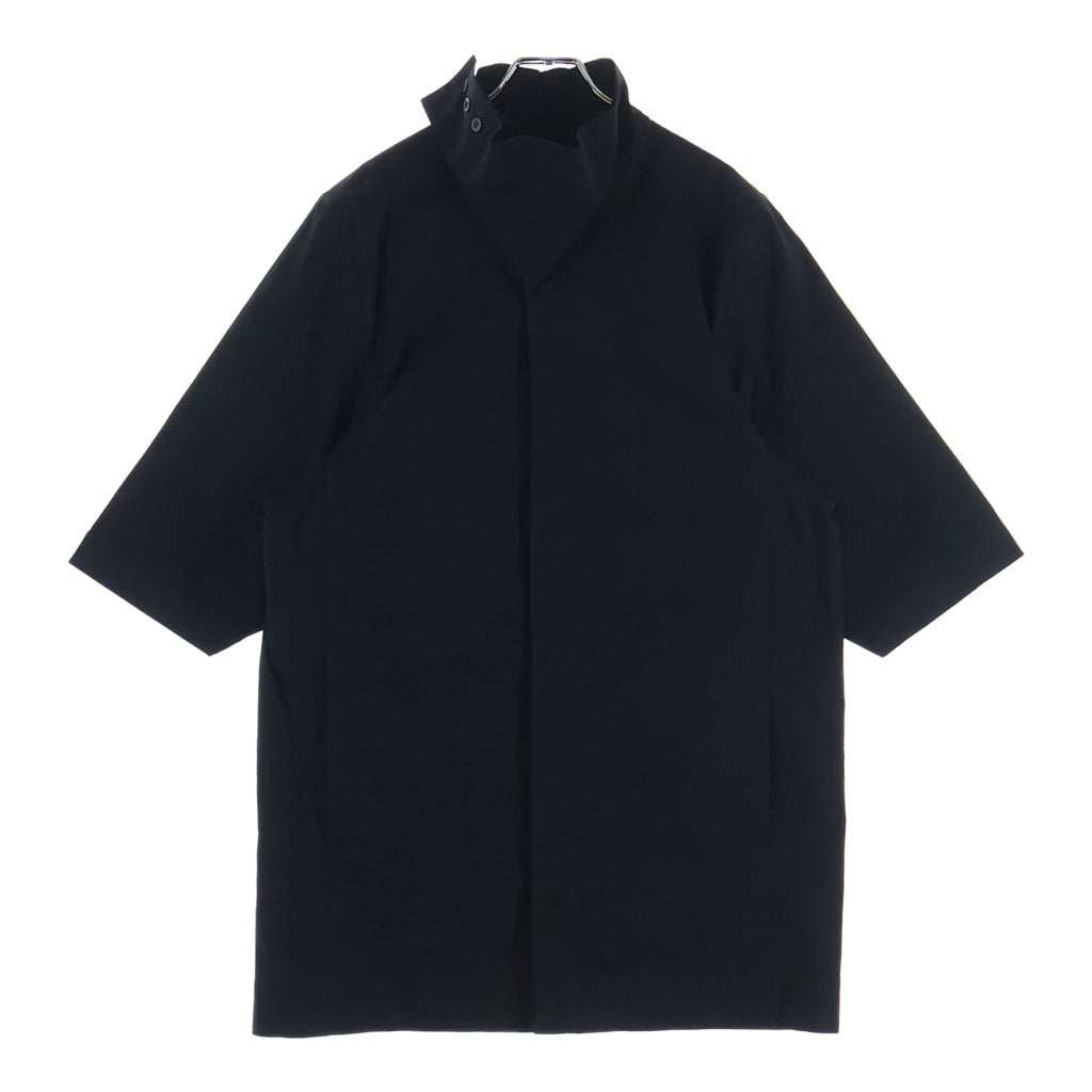Rick Owens(リックオウエンス) 16SS CYCLOPS サイクロプス期 コットン ラバー ハイネック ショートスリーブ ロング 半袖シャツ ブラック RU16S3297-TE
