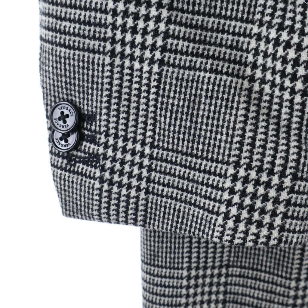 VERSACE(ヴェルサーチ) 17AW 千鳥格子 ウール チェスターコート ホワイト/ブラック A77560 A222941