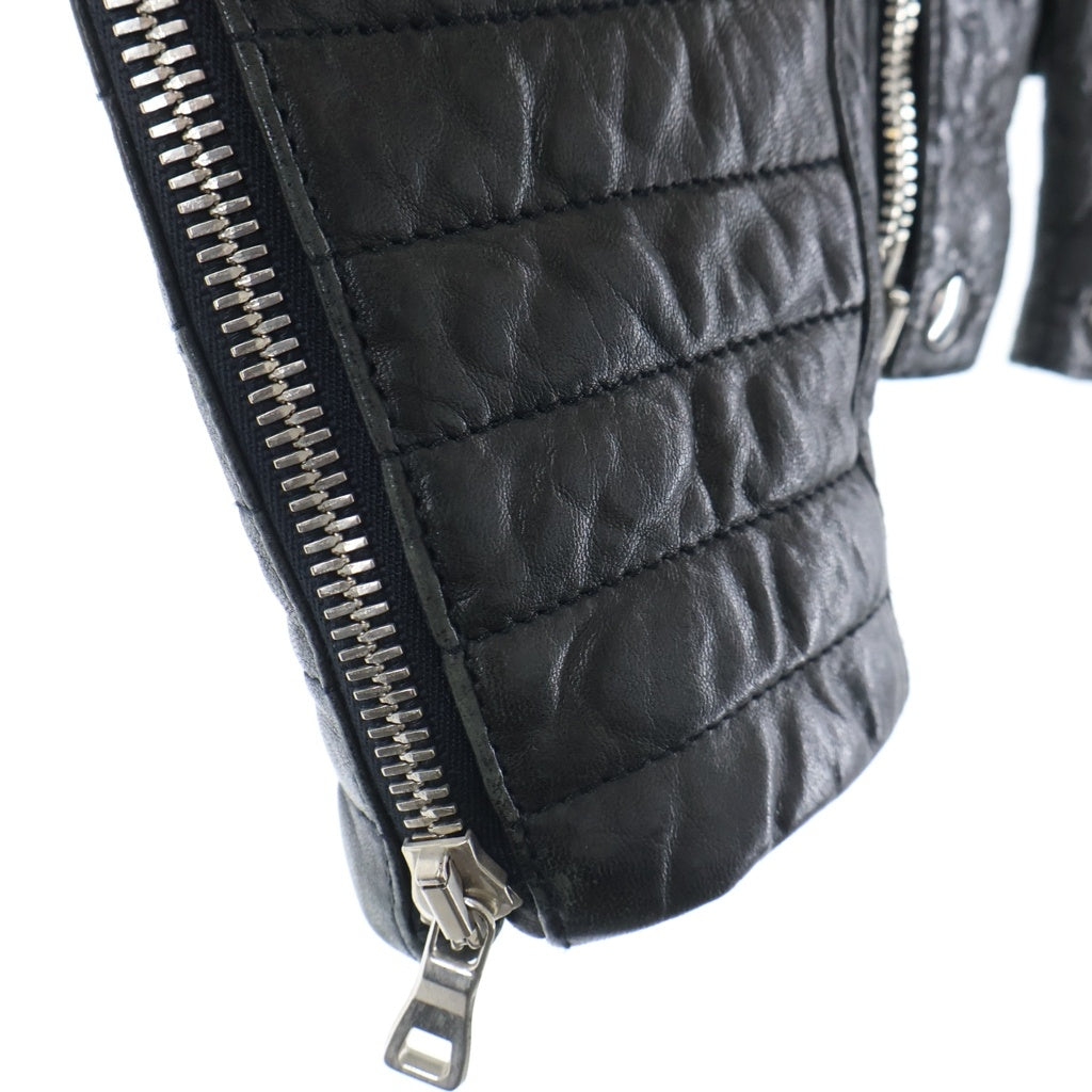BALMAIN(バルマン) ラムスキン レザー バイカー ライダースジャケット グレー