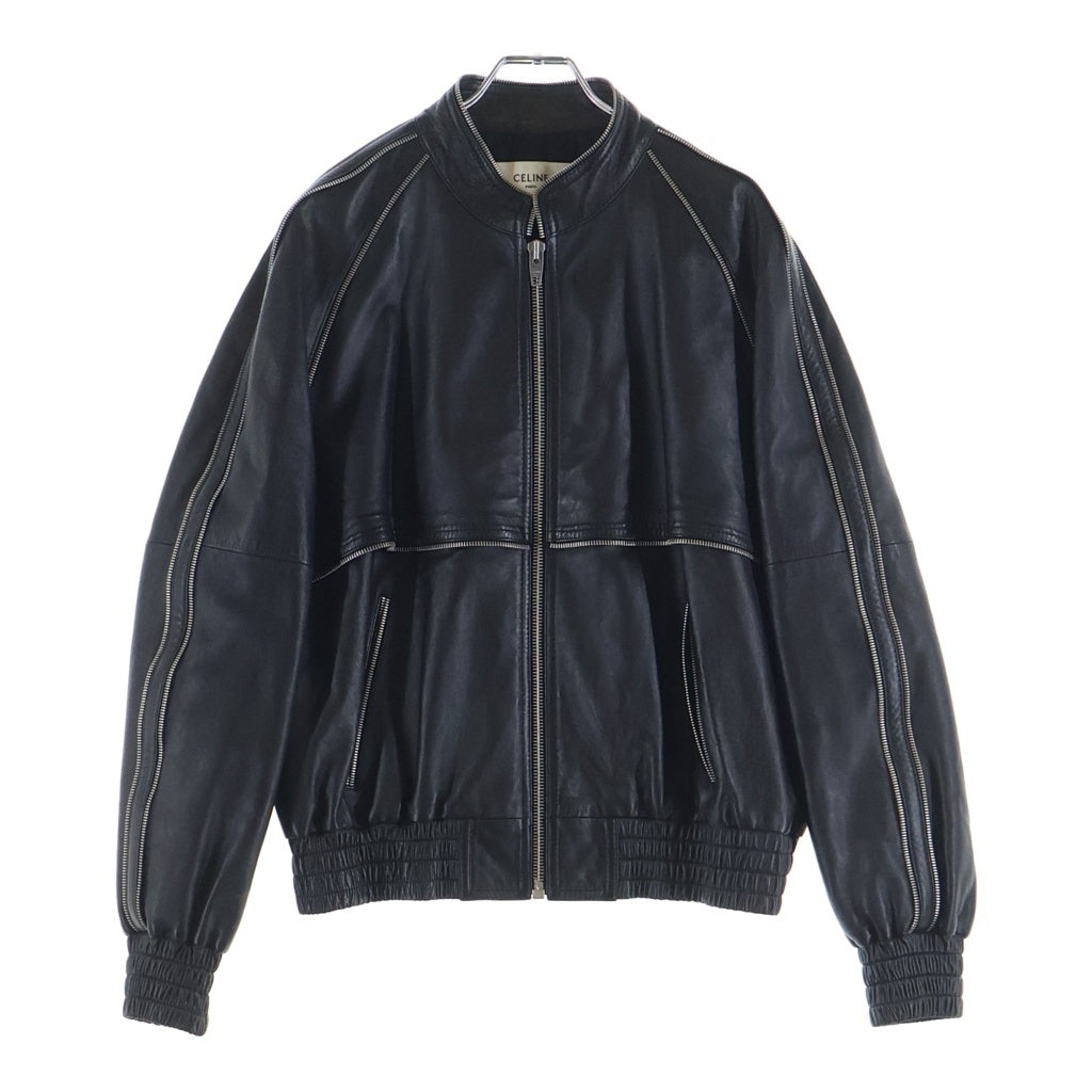 CELINE(セリーヌ) 21AW ソフトラムスキン ラグランレザー ジップ ジャケット ブラック 2E991280D