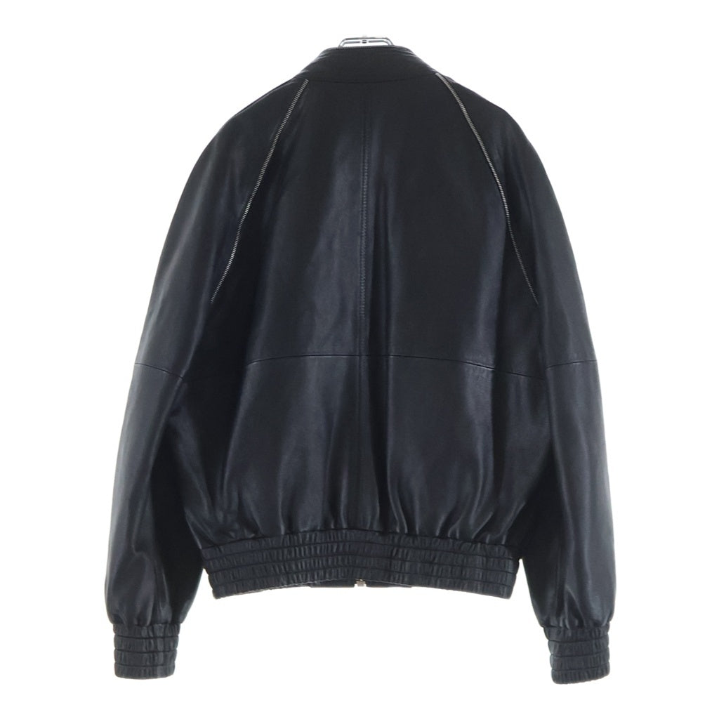 CELINE(セリーヌ) 21AW ソフトラムスキン ラグランレザー ジップ ジャケット ブラック 2E991280D