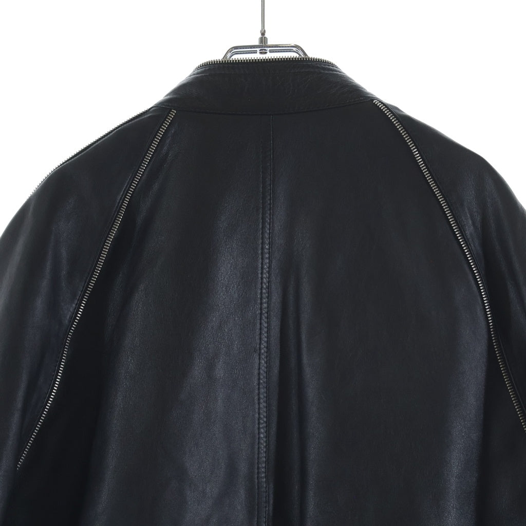 CELINE(セリーヌ) 21AW ソフトラムスキン ラグランレザー ジップ ジャケット ブラック 2E991280D