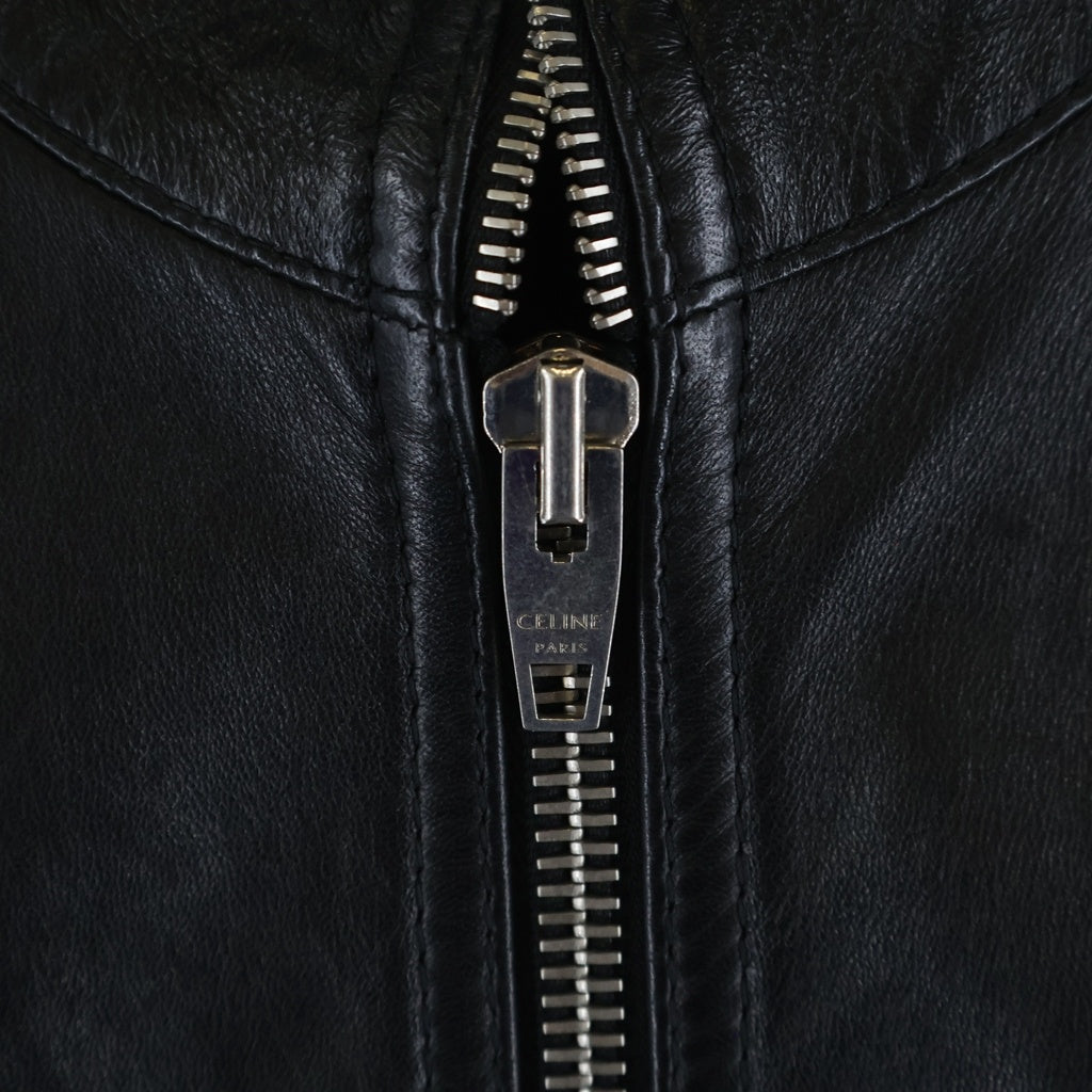 CELINE(セリーヌ) 21AW ソフトラムスキン ラグランレザー ジップ ジャケット ブラック 2E991280D