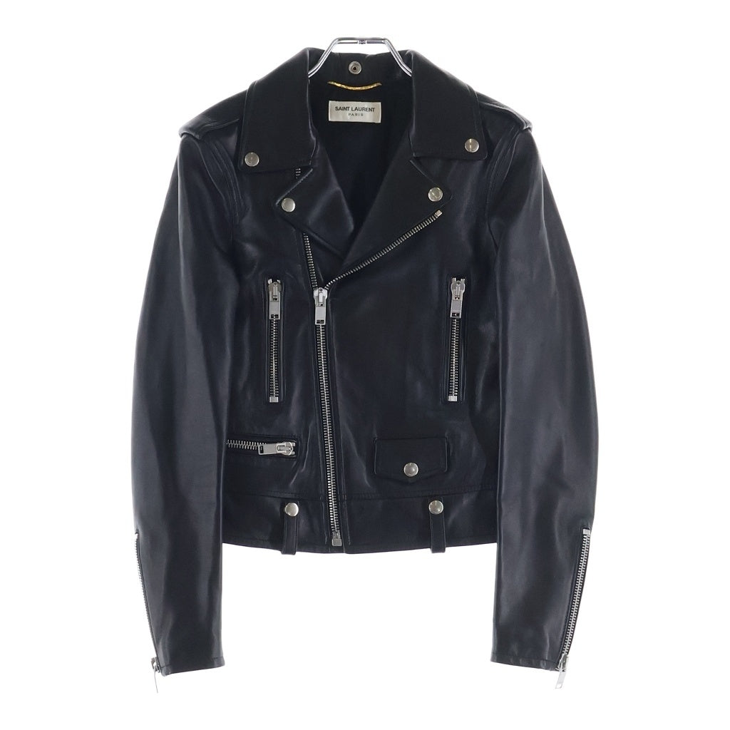 SAINT LAURENT PARIS(サンローランパリ) エディ期 L01 ラムレザー クラシックモーターサイクルダブルライダースジャケット レディース ブラック 397287 Y5YA2