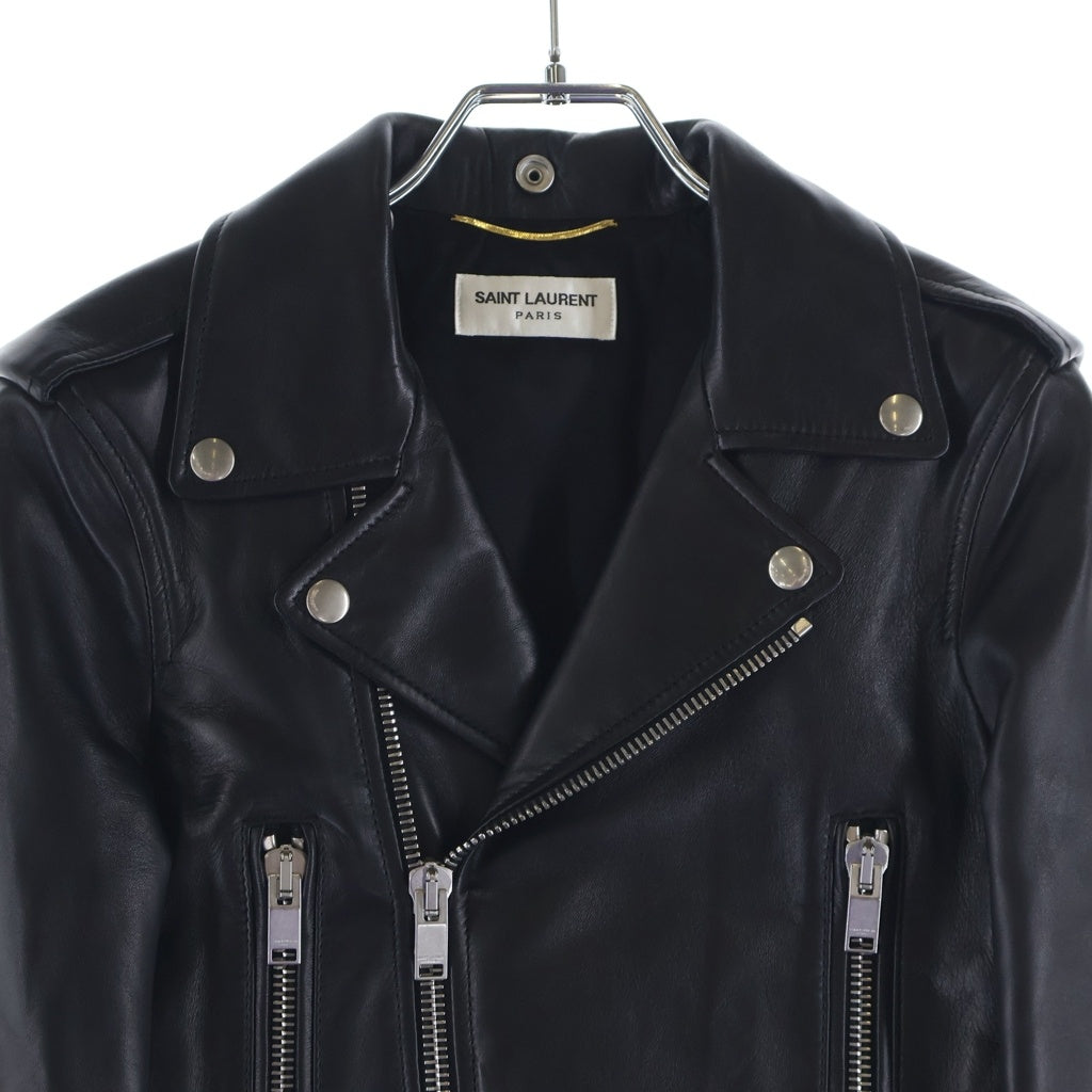 SAINT LAURENT PARIS(サンローランパリ) エディ期 L01 ラムレザー クラシックモーターサイクルダブルライダースジャケット レディース ブラック 397287 Y5YA2