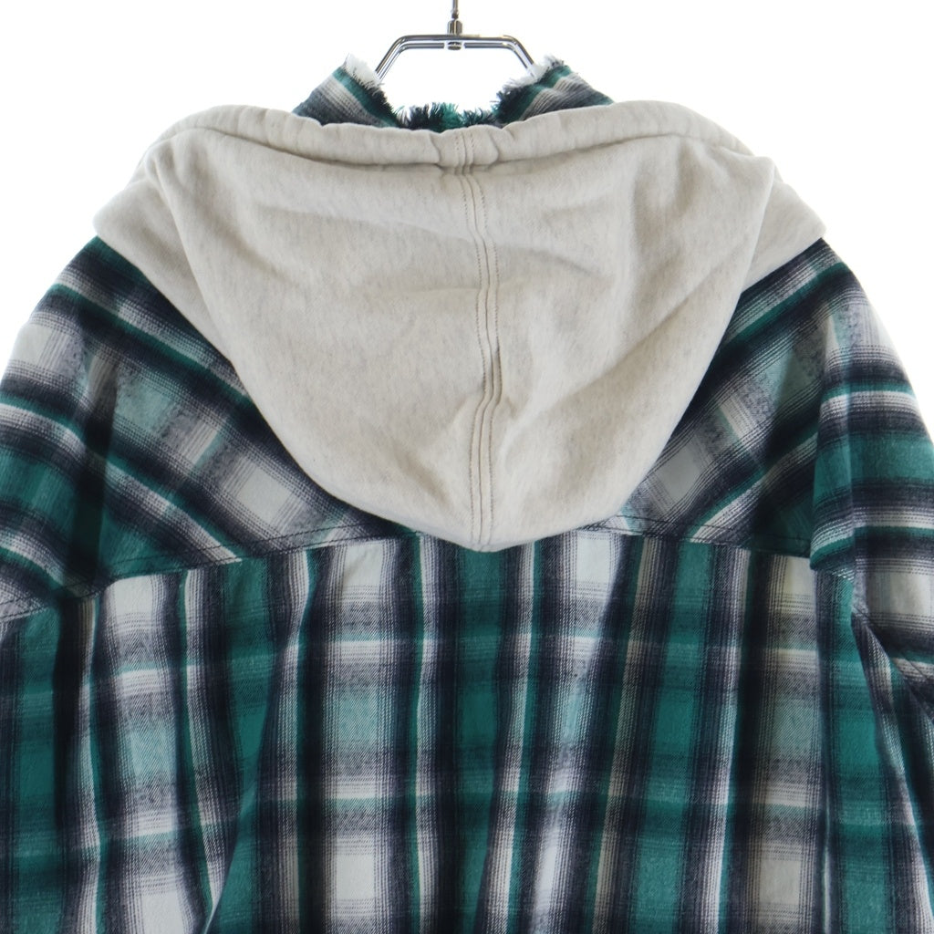 MAISON MIHARAYASUHIRO(メゾンミハラヤスヒロ) 25AW HOODIES CHECK SHIRTS フードドッキング チェック 長袖シャツ グリーン K15SH421