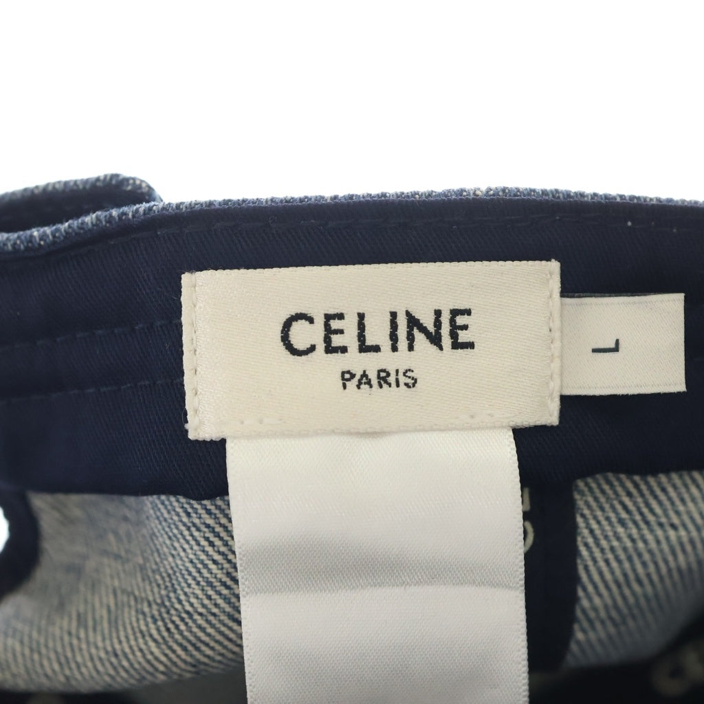 CELINE(セリーヌ) トリオンフ ロゴ デニム ベースボールキャップ 帽子 インディゴ 2AUT6930F.07DU レディース