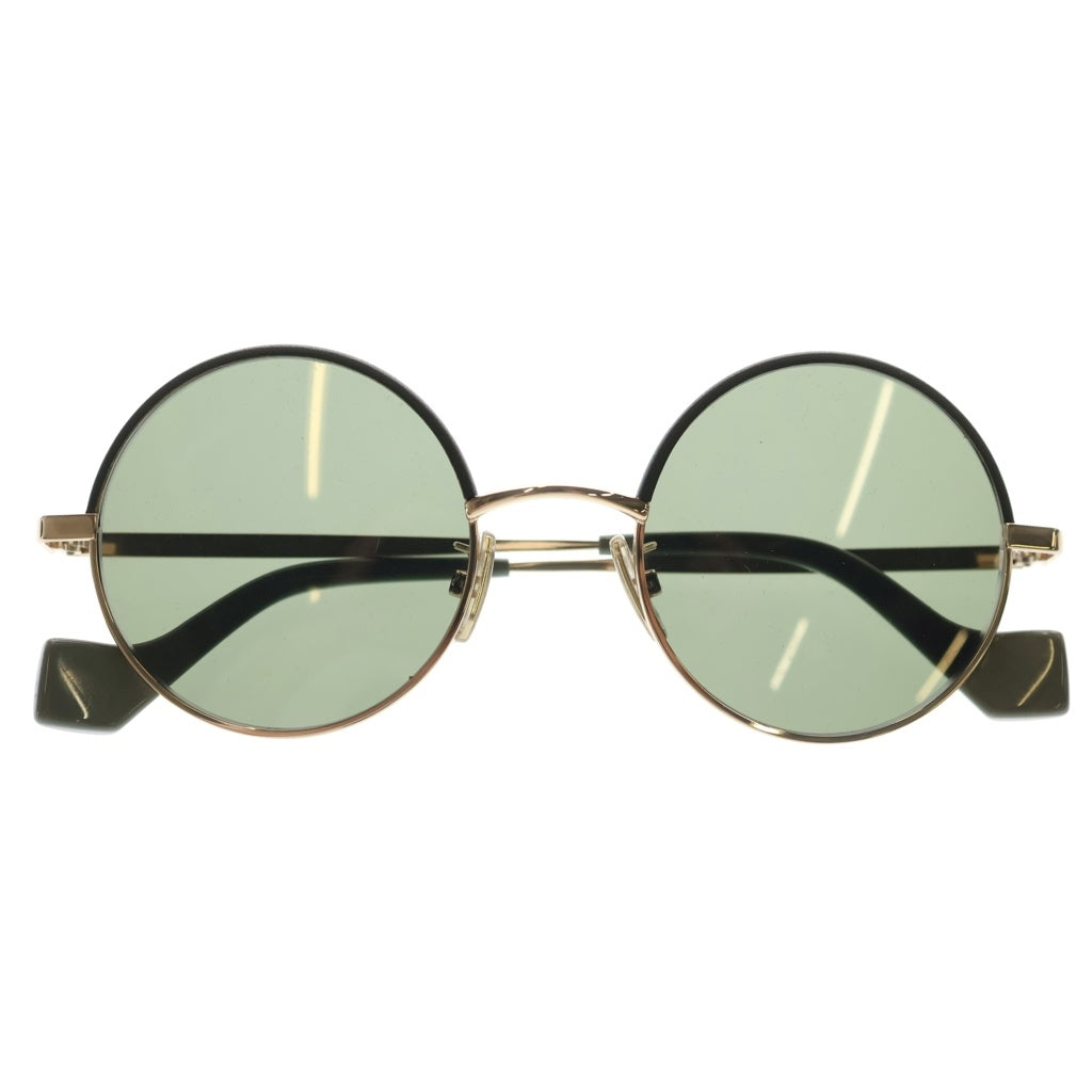 LOEWE(ロエベ) レザートリム ラウンドフレーム カラーレンズ サングラス アイウェア メガネ 眼鏡 ゴールド/カーキ LW40058U レディース