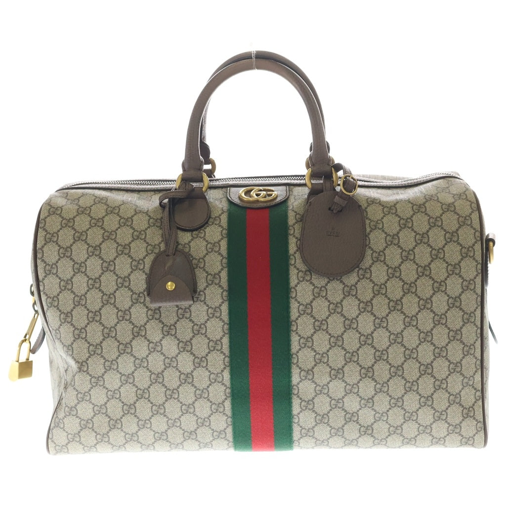 GUCCI(グッチ) GGスプリーム シェリーライン PVCレザー ボストンバッグ ショルダーバッグ ベージュ 547953