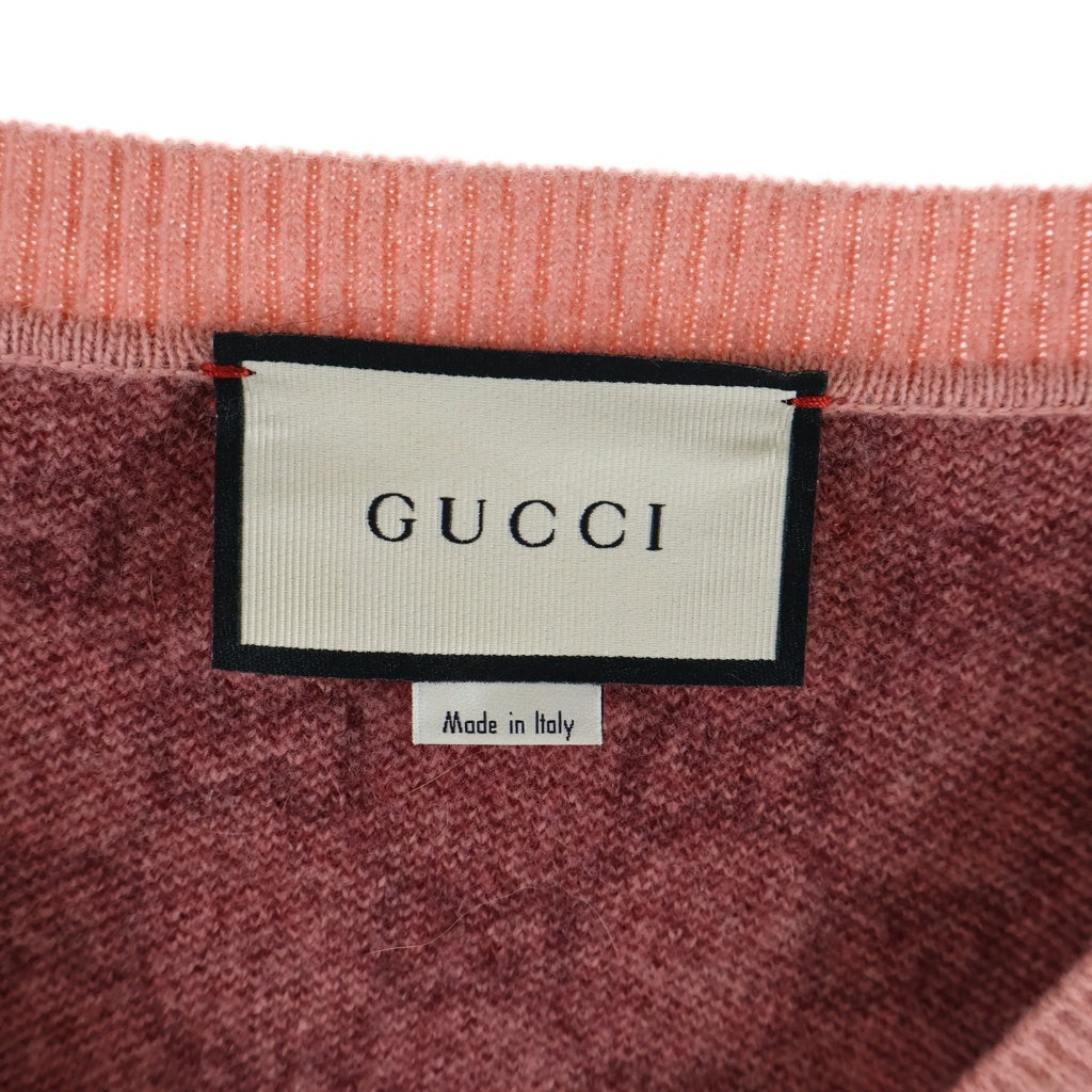 GUCCI(グッチ) 20SS GGスプリーム Vネック ニットセーター ピンク 597725 XKA4R