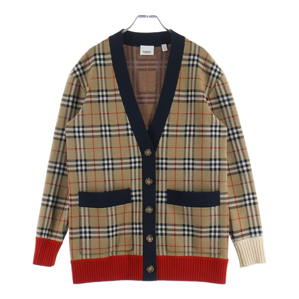 BURBERRY(バーバリー) ノバチェック ウール ニット カーディガン ブラウン 8024076