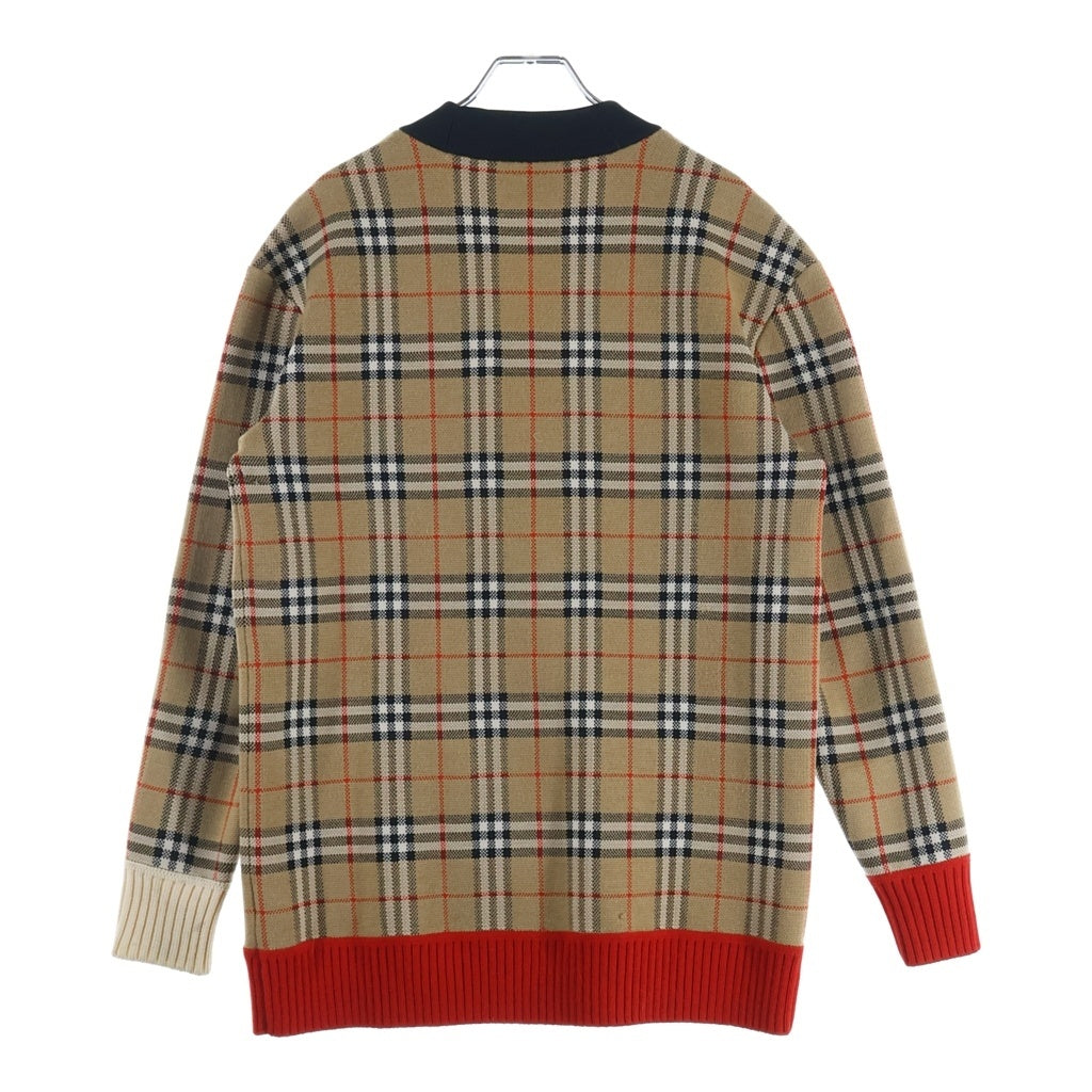 BURBERRY(バーバリー) ノバチェック ウール ニット カーディガン ブラウン 8024076