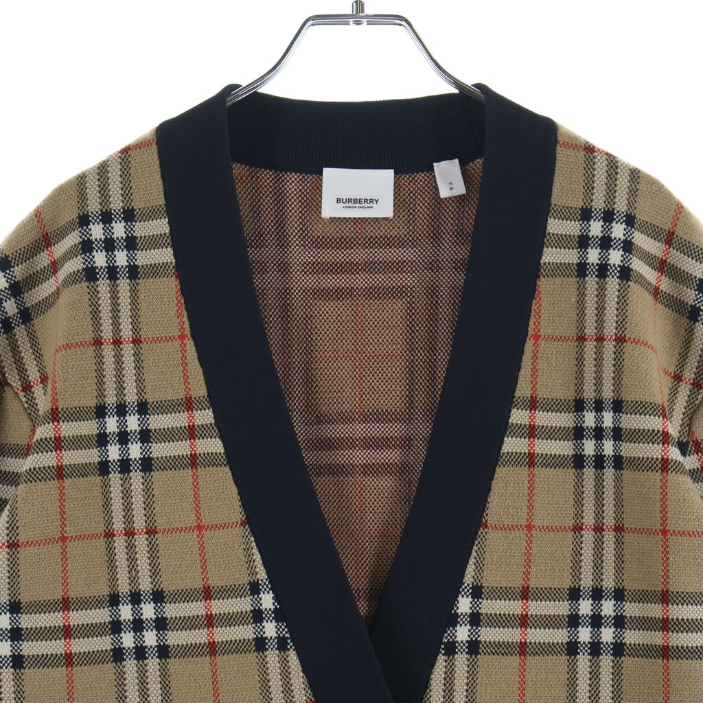 BURBERRY(バーバリー) ノバチェック ウール ニット カーディガン ブラウン 8024076