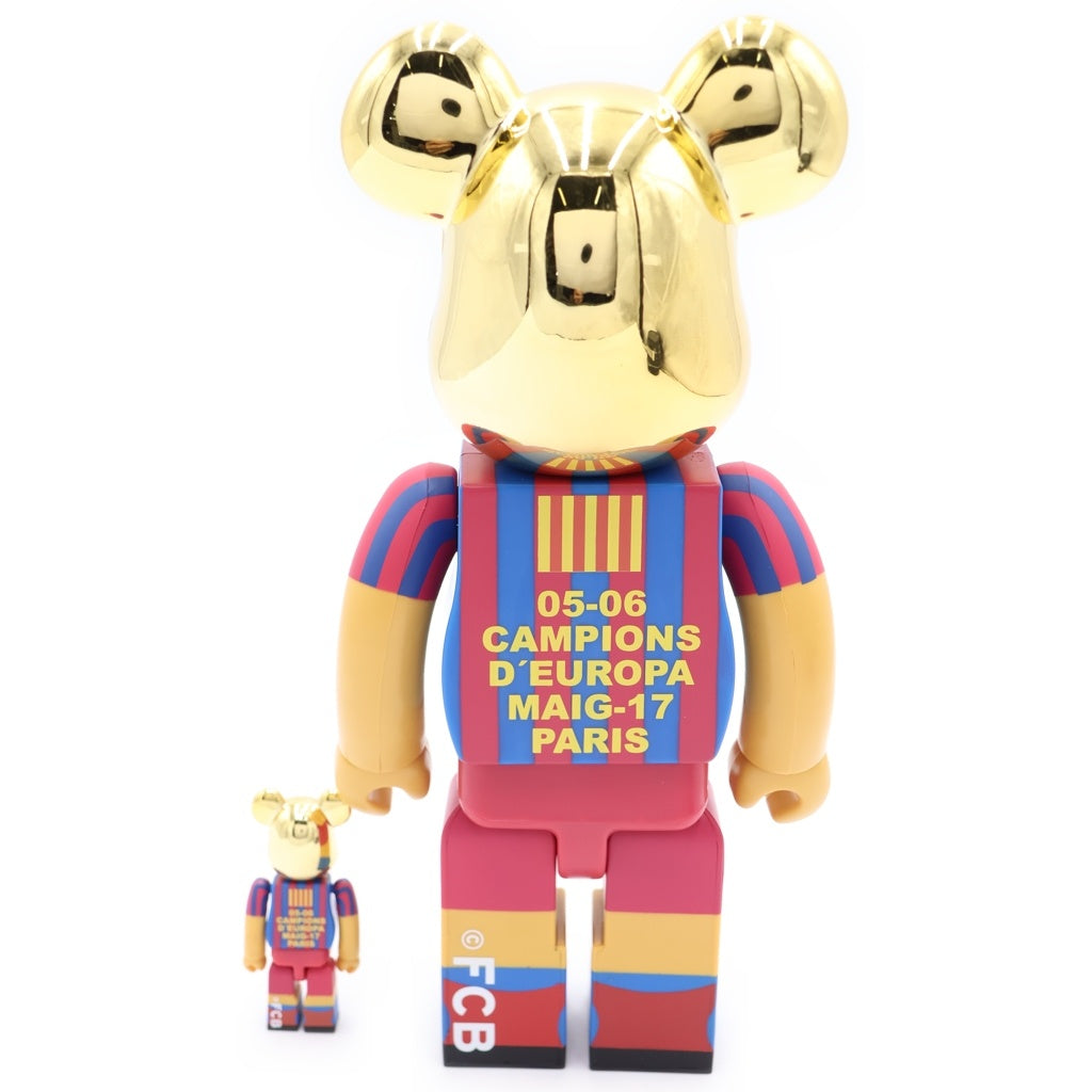 MEDICOM TOY(メディコムトイ) BE@RBRICK FCB 05-06 CHAMPION Ver 100% & 400% ベアブリック エフシーバルセロナ 05‐06 チャンピオンバージョン フィギュア 人形 ブルー/レッド/ゴールド