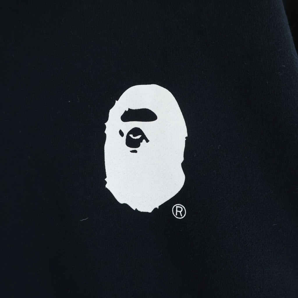 A BATHING APE(アベイシングエイプ) ロゴデザイン クルーネック ロングスリーブ スウェット トレーナー ブラック 001SWC301006X