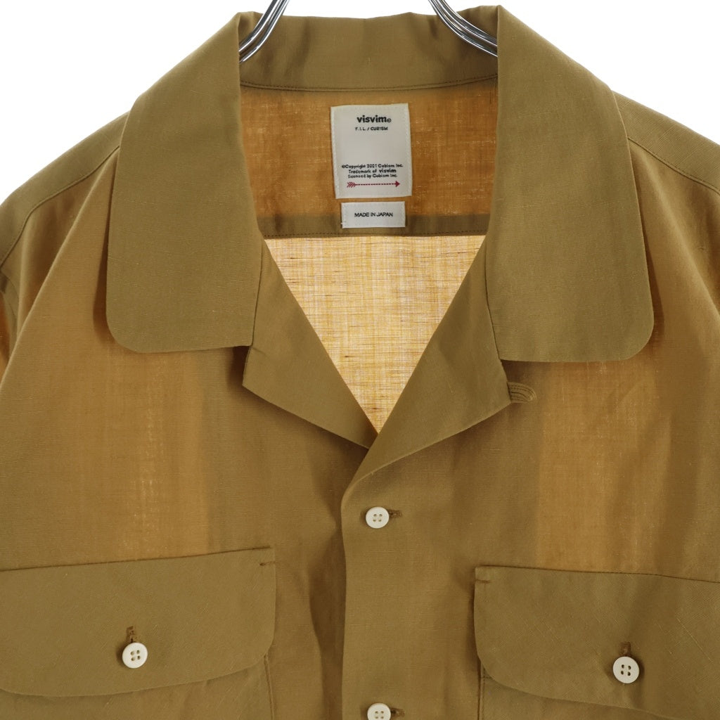 VISVIM(ヴィスヴィム) BOOMER SHIRT L/S ダブルポケット 開襟 長袖 ボタン シャツ ブラウン 0123105011004