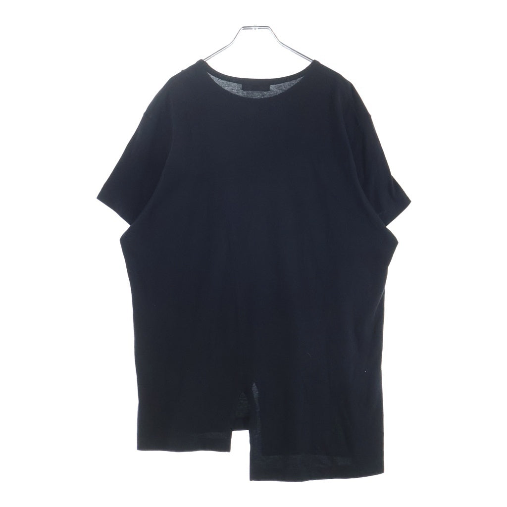 Yohji Yamamoto POUR HOMME(ヨウジヤマモト プールオム) アシンメトリー カッティングデザイン クルーネック 半袖Tシャツ カットソー ブラック HD-T40-097