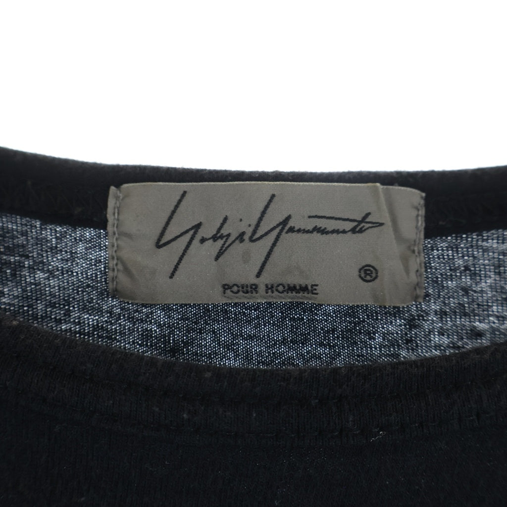 Yohji Yamamoto POUR HOMME(ヨウジヤマモト プールオム) アシンメトリー カッティングデザイン クルーネック 半袖Tシャツ カットソー ブラック HD-T40-097