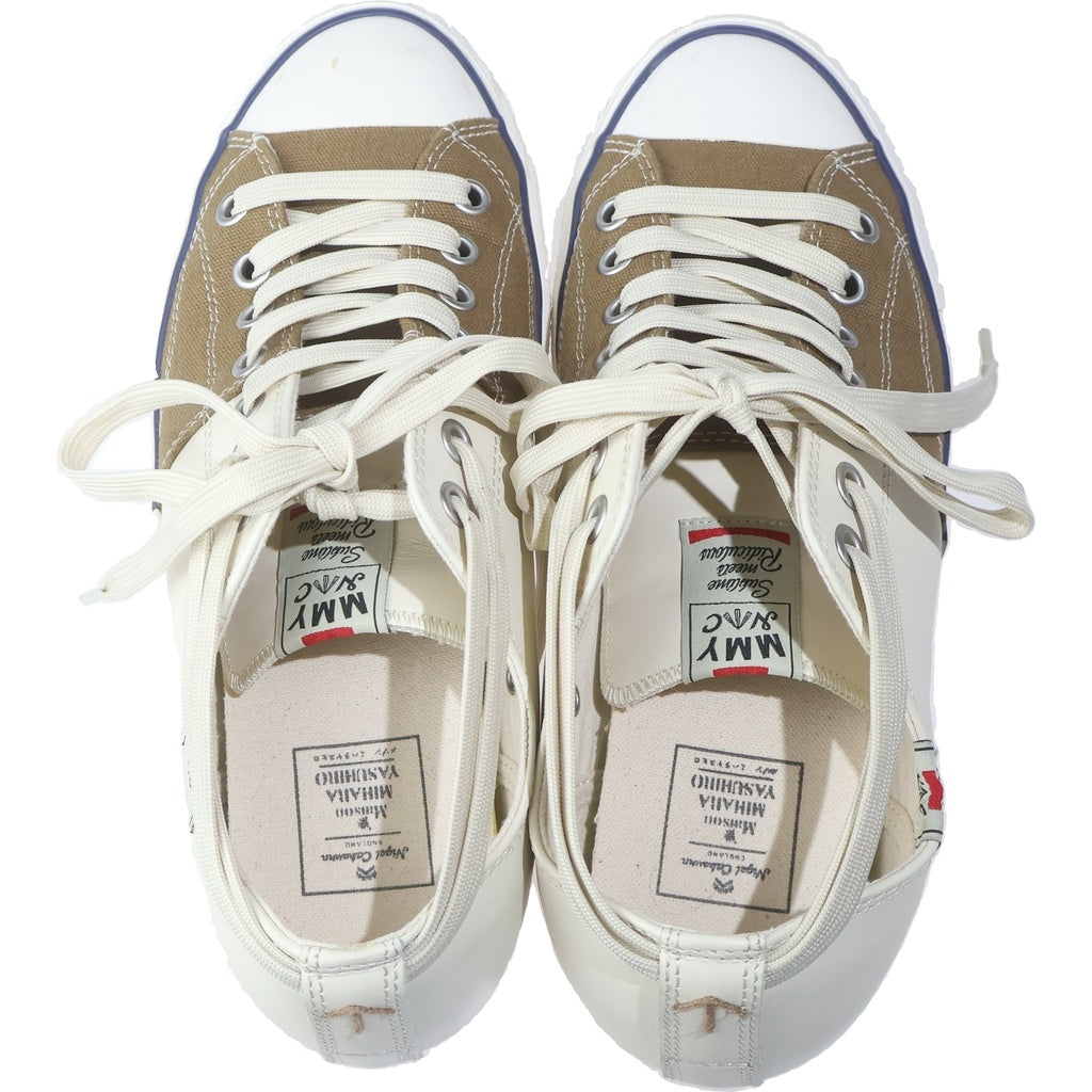 MAISON MIHARAYASUHIRO(メゾンミハラヤスヒロ) ×Nigel Cabourn Split Sneaker ナイジェルケーボン キャンバス 切替 スプリット ローカットスニーカー ホワイト/ベージュ C08FW702