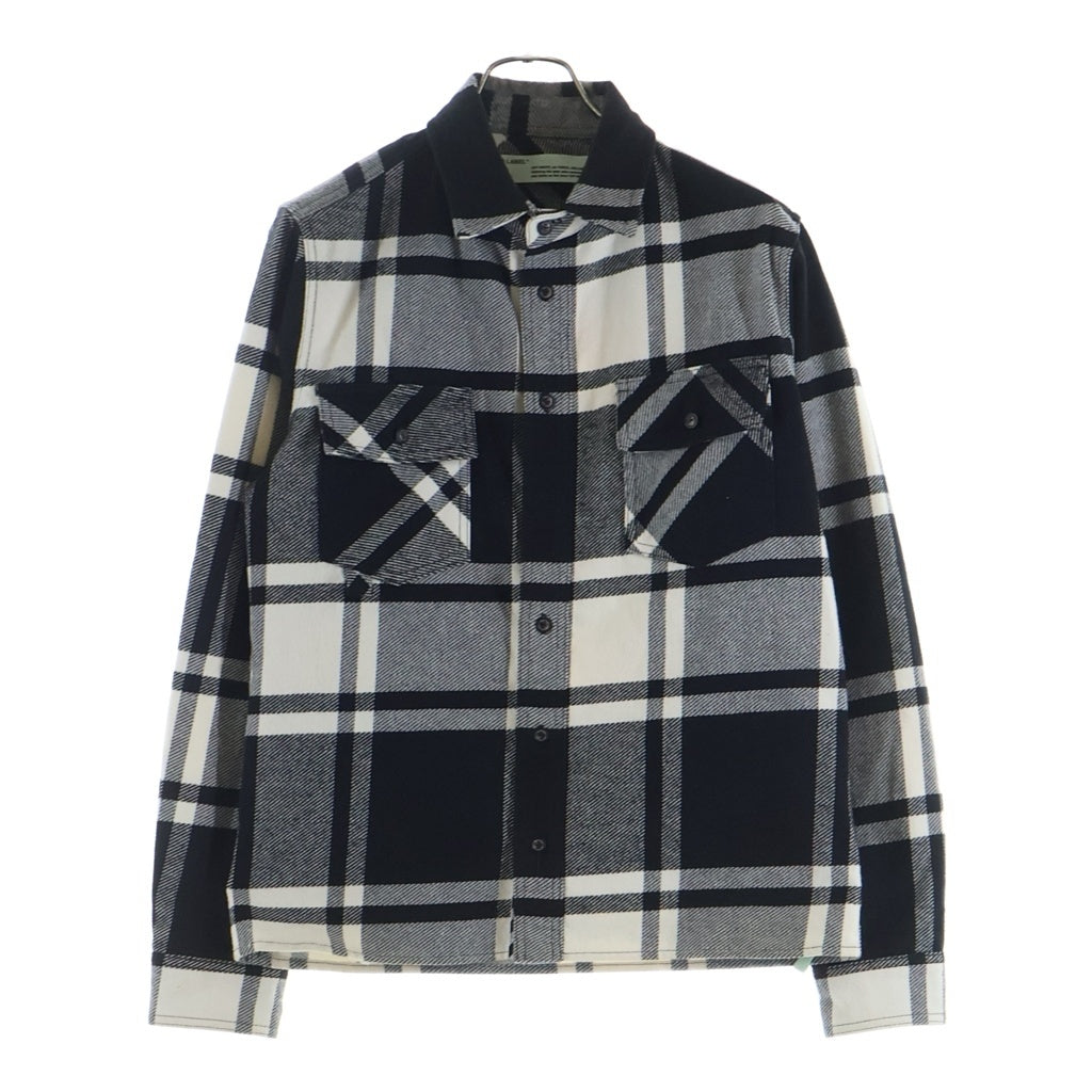 OFF-WHITE(オフホワイト) 19SS Stencil Flannel Shirt ステンシル フランネル チェックシャツ ブラック/ホワイト OMGA060R19C08015
