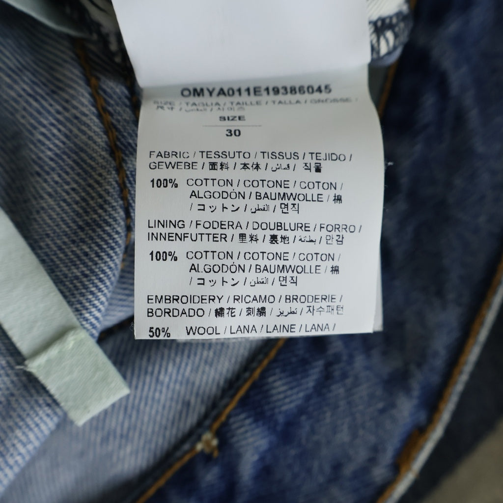 OFF-WHITE(オフホワイト) 19AW Slim Fit Bleached Jeans ブリーチ加工 スリムフィットデニムパンツ インディゴ OMYA011E19386045