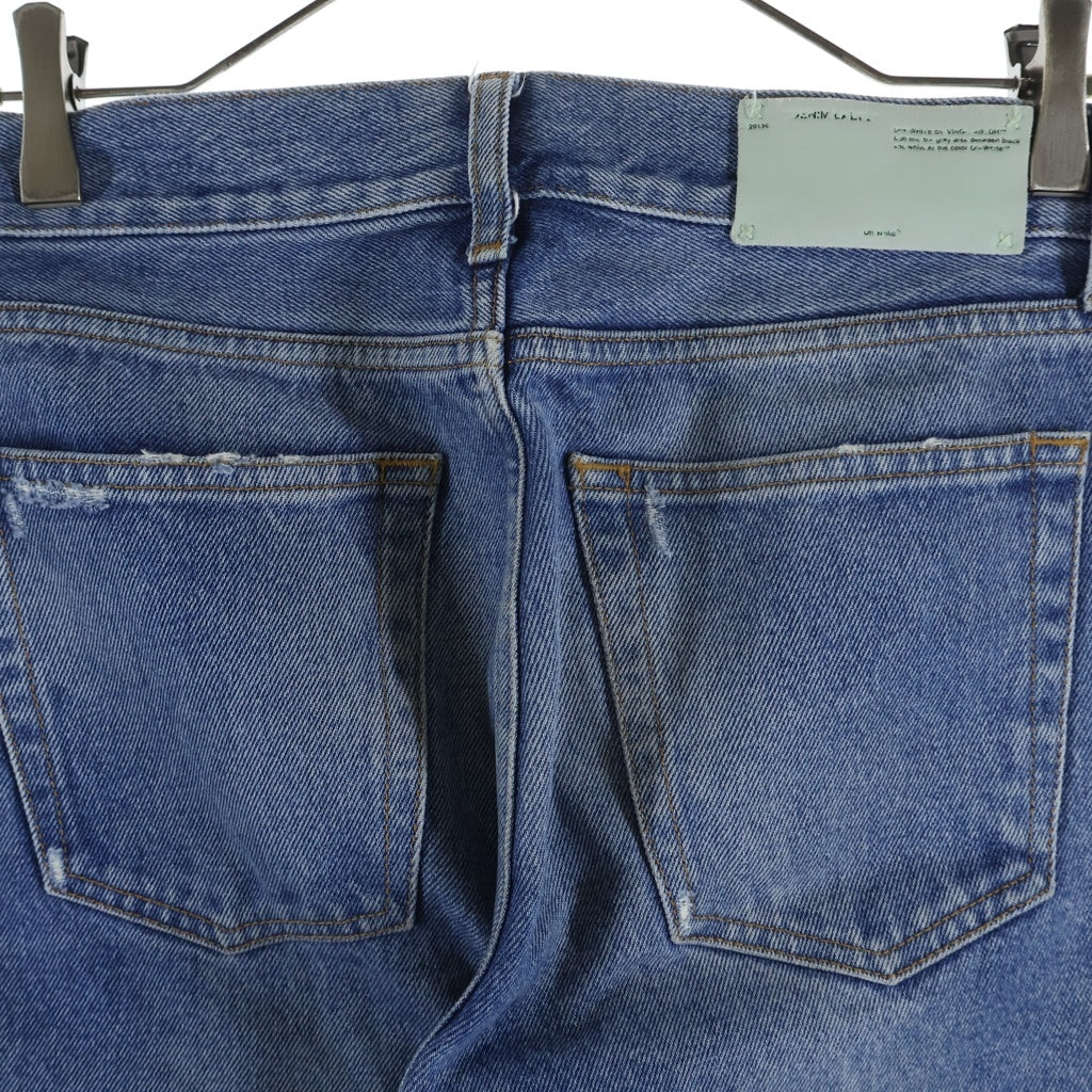 OFF-WHITE(オフホワイト) 17AW Slim Fit Jeans スリムフィットデニムパンツ ダメージ加工 バイアス柄 インディゴ OMCE015F17149068
