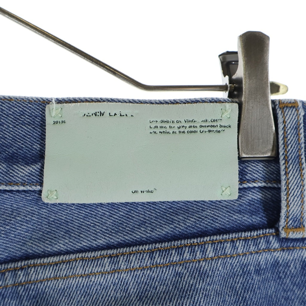 OFF-WHITE(オフホワイト) 17AW Slim Fit Jeans スリムフィットデニムパンツ ダメージ加工 バイアス柄 インディゴ OMCE015F17149068
