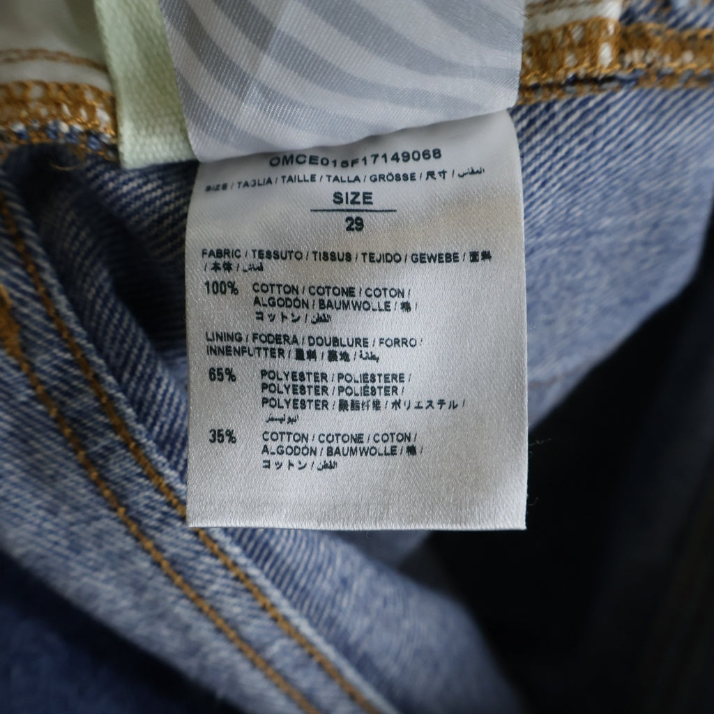 OFF-WHITE(オフホワイト) 17AW Slim Fit Jeans スリムフィットデニムパンツ ダメージ加工 バイアス柄 インディゴ OMCE015F17149068