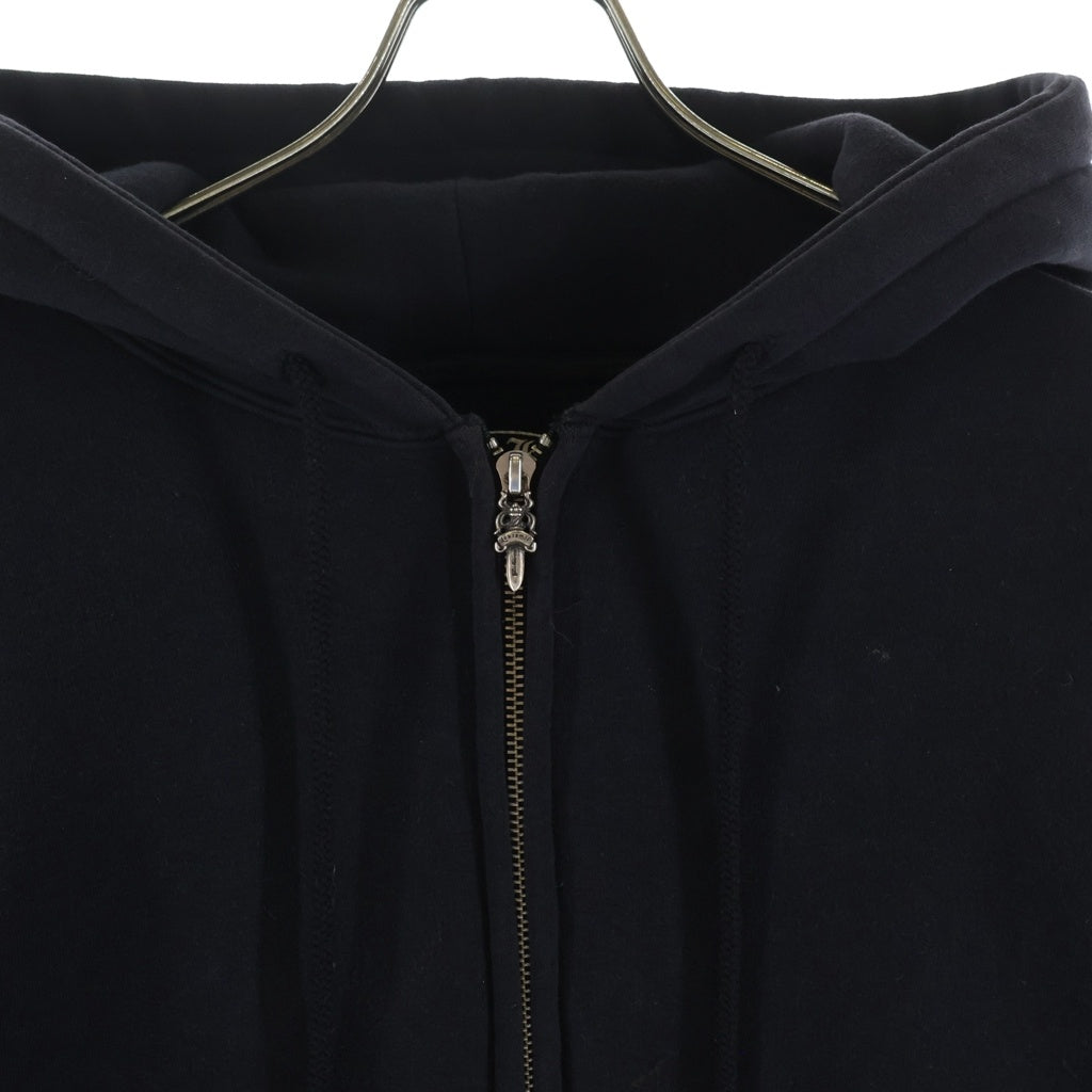CHROME HEARTS(クロムハーツ) OLD SWTSHRT HD ZIP オールド 裏地サーマル フローラルクロス スクロールラベル プリント ダガージップ スウェット パーカー ブラック