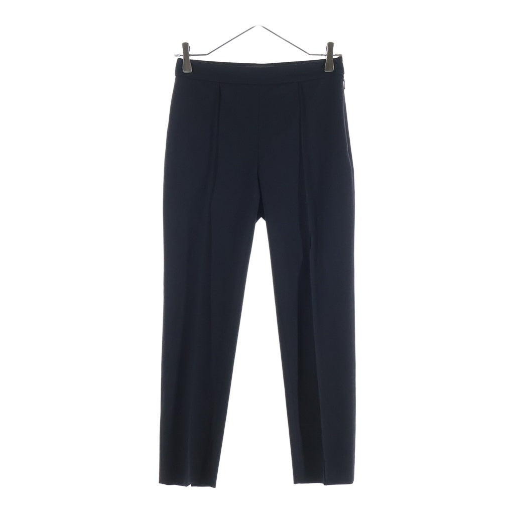 Loro Piana(ロロピアーナ) センタープリーツ サイドジップ ウール クロップドパンツ スラックス ブラック レディース