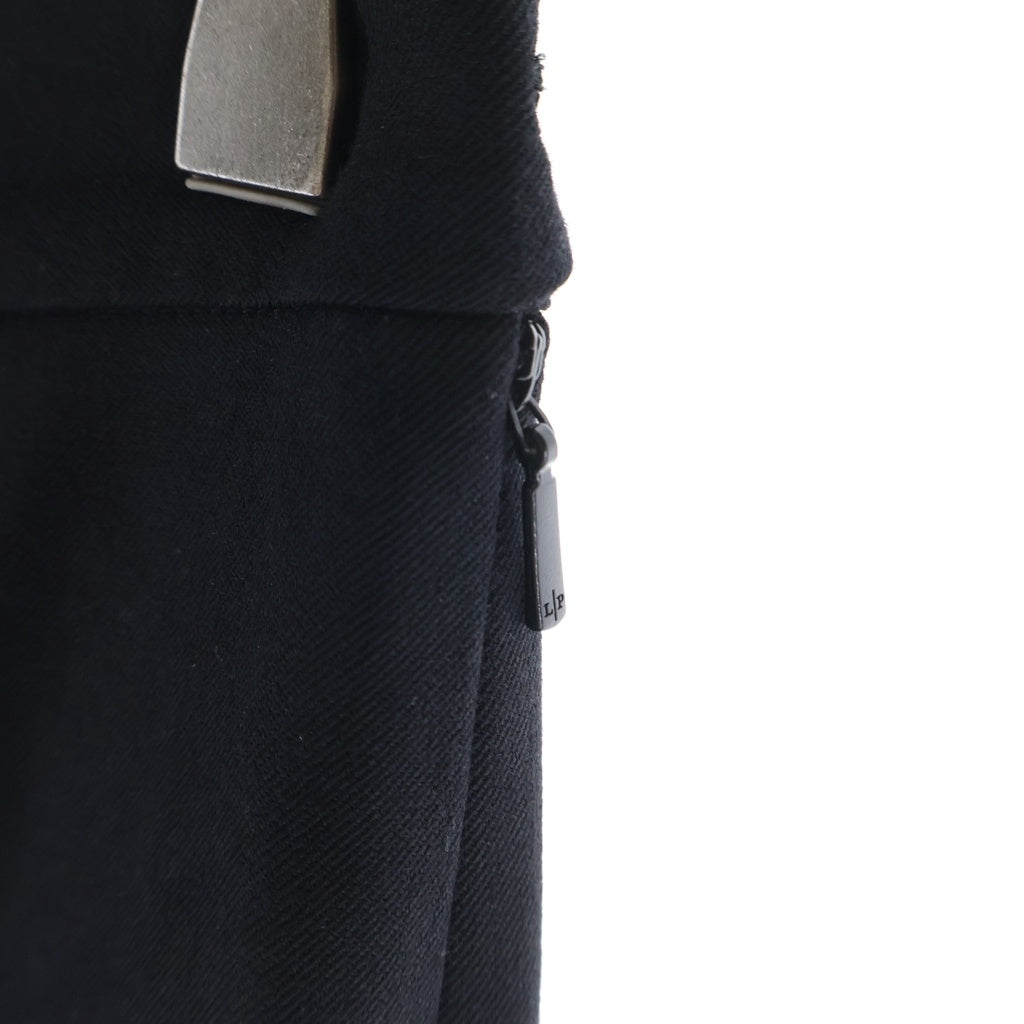 Loro Piana(ロロピアーナ) センタープリーツ サイドジップ ウール クロップドパンツ スラックス ブラック レディース