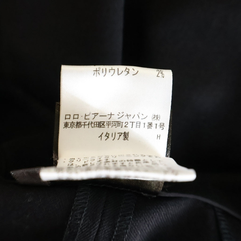 Loro Piana(ロロピアーナ) センタープリーツ サイドジップ ウール クロップドパンツ スラックス ブラック レディース