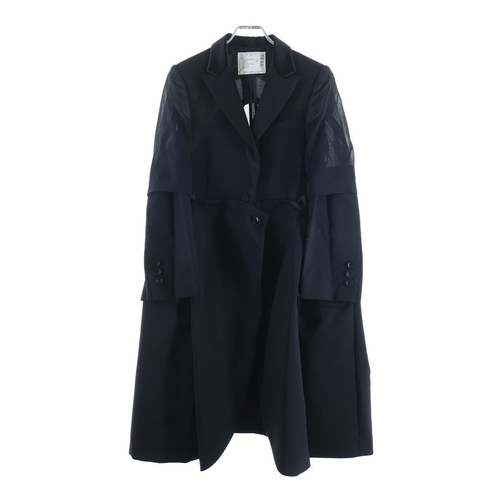 Sacai(サカイ) ASYMMETRY POLYWOOL CHESTER COAT アシンメトリー チェスターコート ジャケット ブラック レディース 21-05520