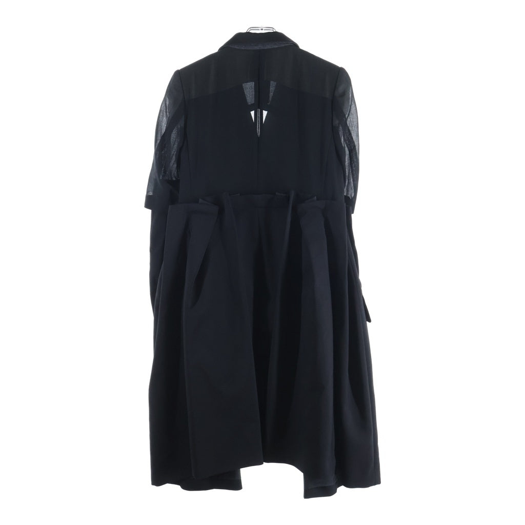 Sacai(サカイ) ASYMMETRY POLYWOOL CHESTER COAT アシンメトリー チェスターコート ジャケット ブラック レディース 21-05520