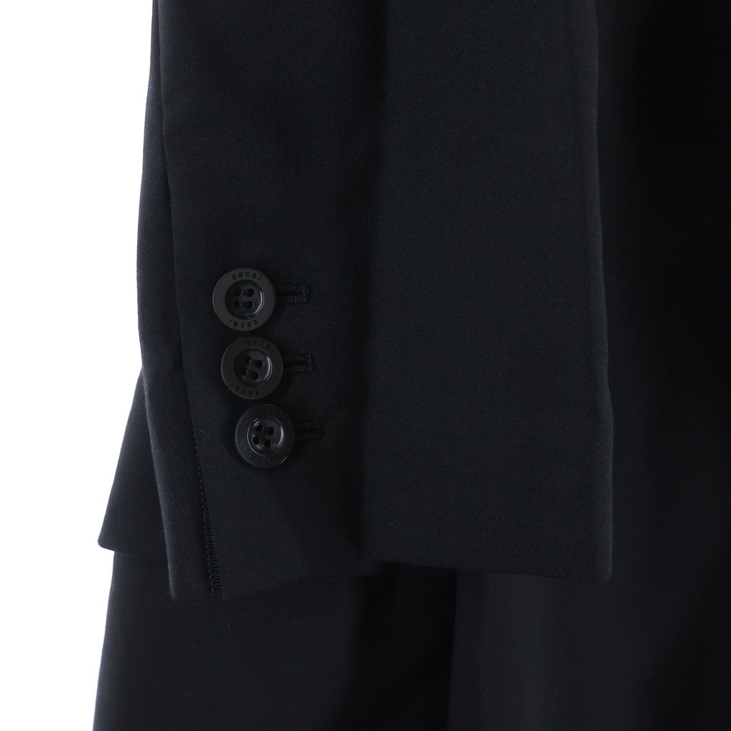 Sacai(サカイ) ASYMMETRY POLYWOOL CHESTER COAT アシンメトリー チェスターコート ジャケット ブラック レディース 21-05520