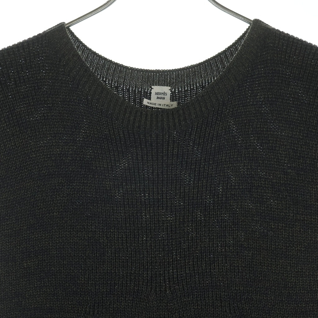 HERMES(エルメス) ノースリーブ ニット ウール ロング ワンピース カーキ レディース