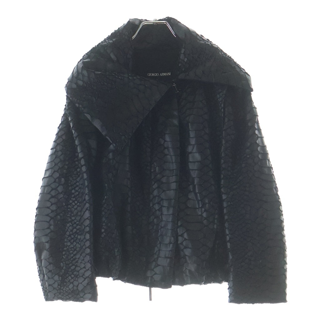 GIORGIO ARMANI(ジョルジオアルマーニ) パイソン柄 アシンメトリー テクスチャード ジャケット ブラック KAB04WKA817 KAB04WKA817 レディース
